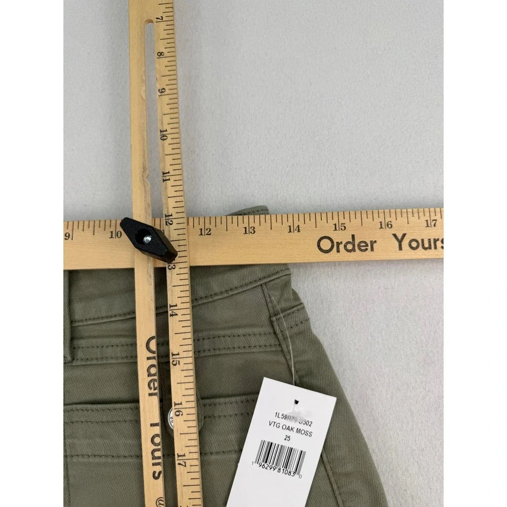 Paige Fallon Short Vintage Oak Moss Green Utility High‎ Rise Denim Shorts 25 NEW